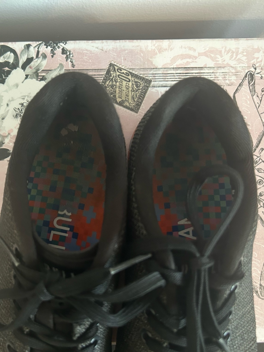 NOBULL Black Knit Sneaker with Multicolor Check Insole - Picture 6 of 7